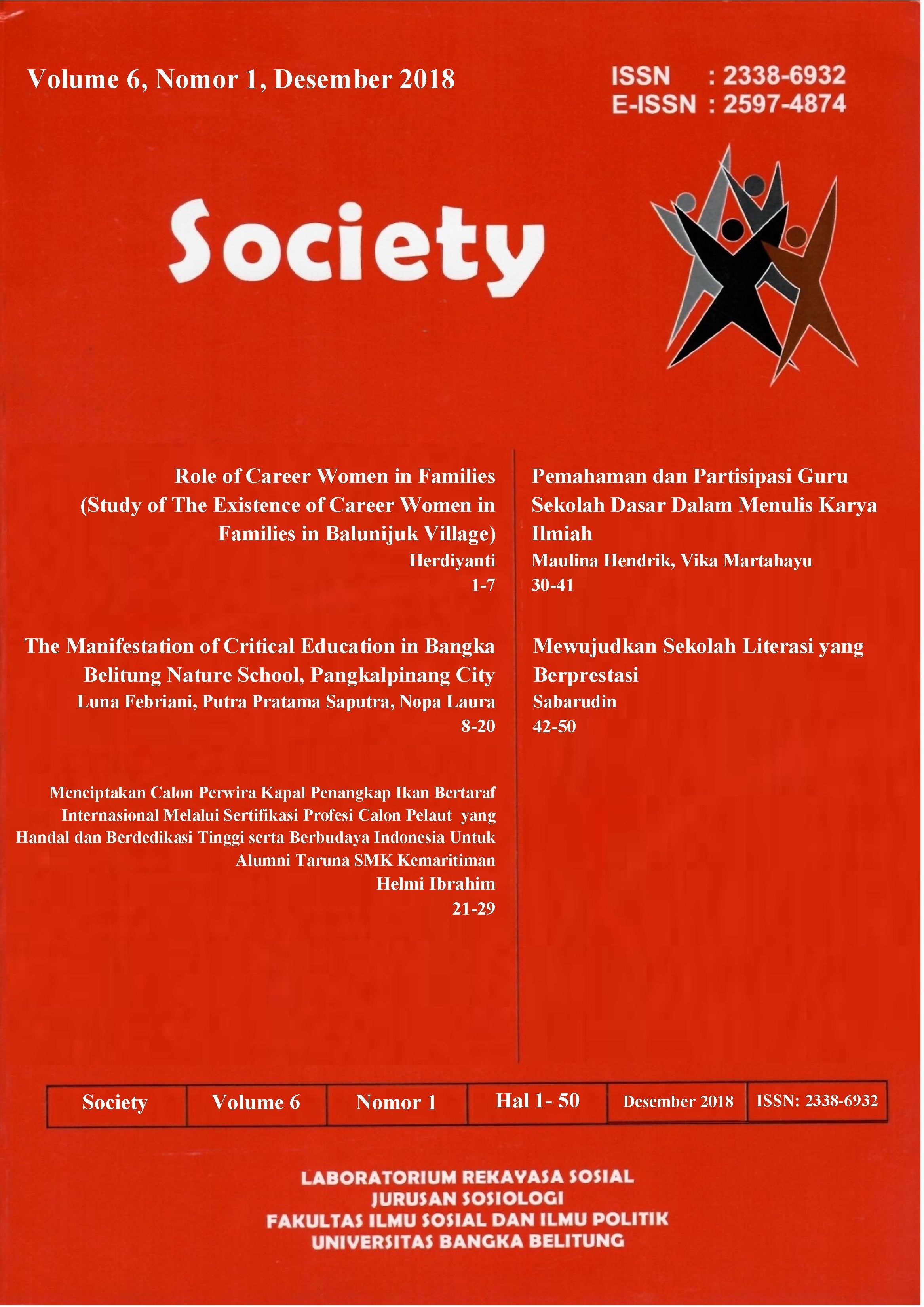 Jurnal Society Volume 6 Nomor 1#Desember 2018