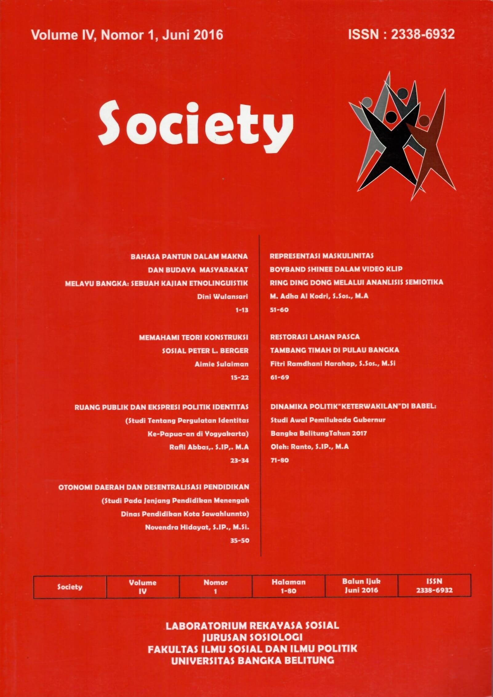 Jurnal Society Volume 4 Nomor 1#Juni 2016