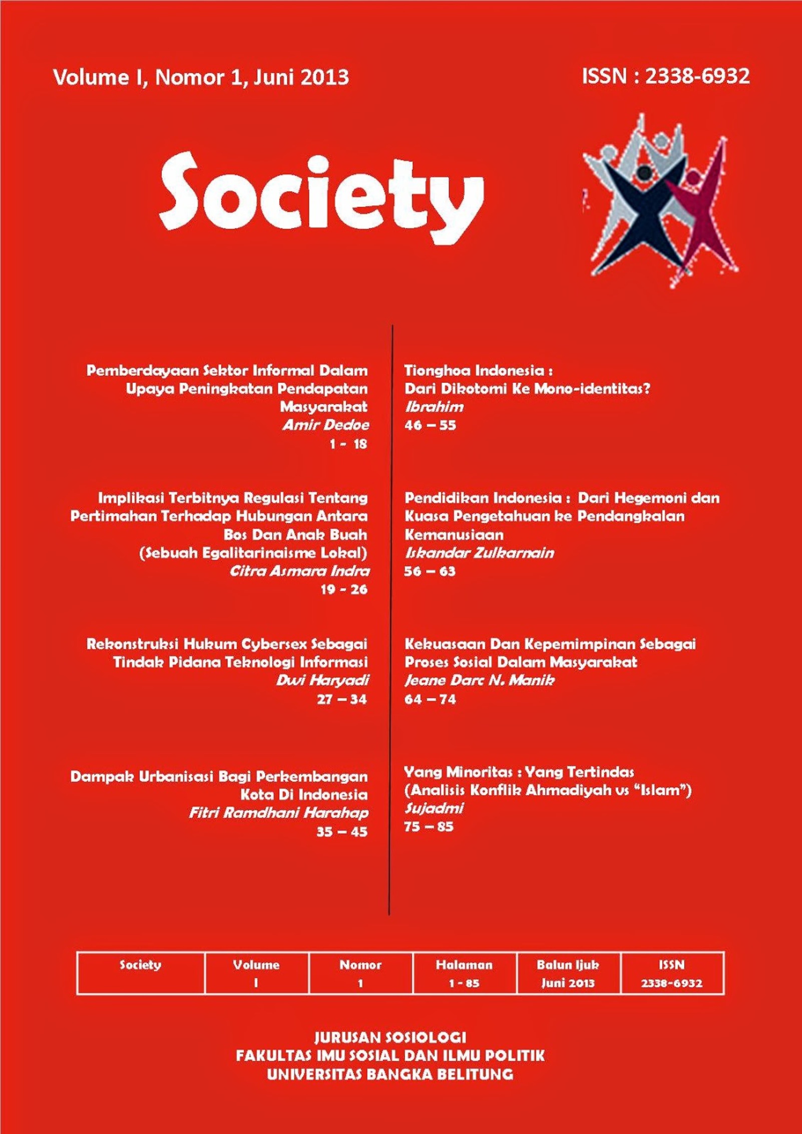 Jurnal Society Volume 1 Nomor 1#Juni 2013